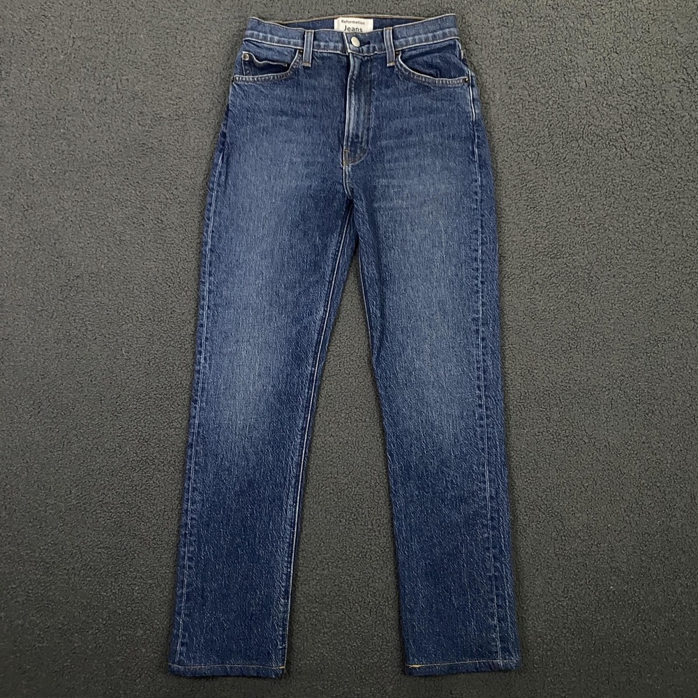 Reformation Jeans Womens 26 Blue Liza Hight Rise Straight Organic Cotton Tencel